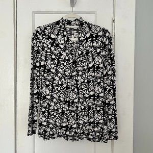 DKNYC B&W Print Blouse MED